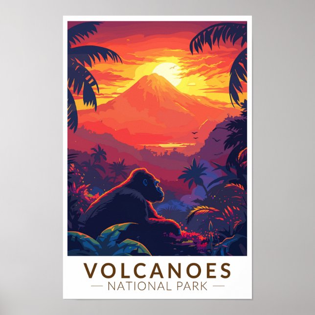 Volcanoes National Park Bergsgorilla Resa Poster (Framsidan)