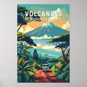 Volcanoes National Park Rwanda Resa Konst Vintage Poster