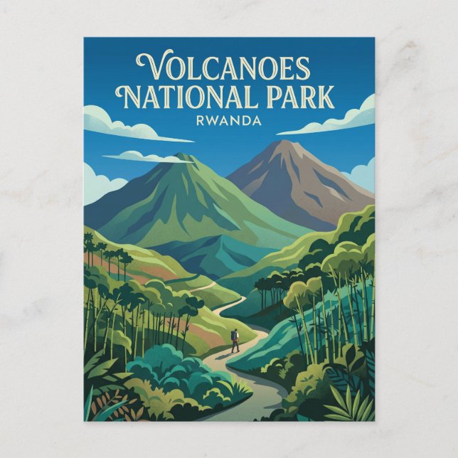 Volcanoes nationalpark Rwanda Vykort (Framsida)