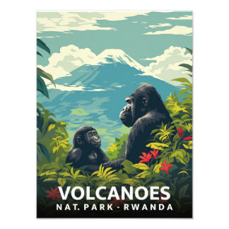 Volcanoes NP - Rwanda - Vintage Poster 