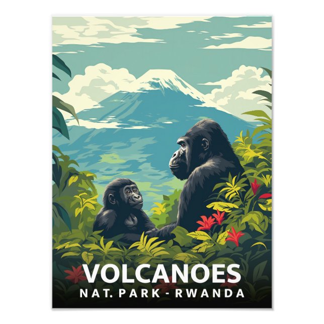 Volcanoes NP - Rwanda - Vintage Poster  (Framsidan)