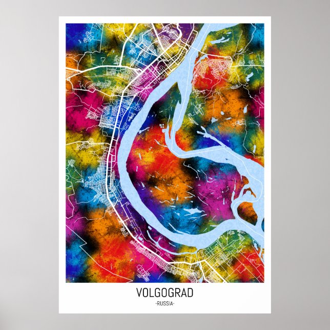 Volgograd Ryssland City Karta Poster (Framsidan)