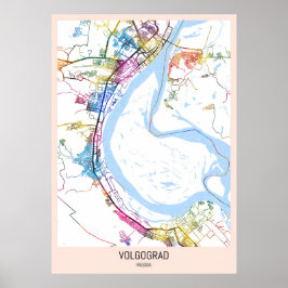 Volgograd Ryssland Stadskarta Poster