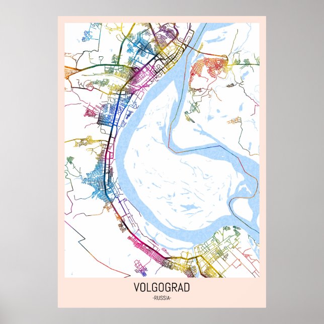 Volgograd Ryssland Stadskarta Poster (Framsidan)