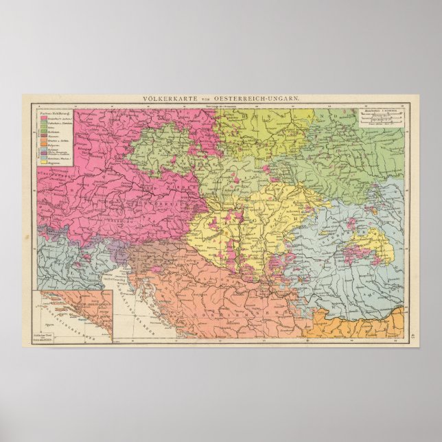 Volkerkarte mot Oesterreich Ungarn, Österrike, Ung Poster (Framsidan)