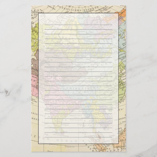 Volkerkarte von Asien - karta av Asien Brevpapper (Framsida)