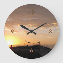 Volleball Beach Sunset Stor Klocka