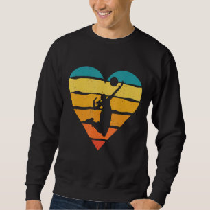 Volleball Kärlek Vintage Rero Heart för volleyball Lång Ärmad Tröja