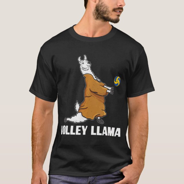 Volley Llama Team Cute Alpaca Beach Team T Shirt (Framsida)