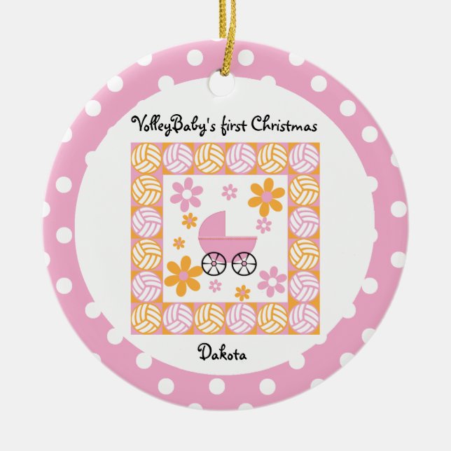 VolleyBaby Första julens Rosa Ornamet Julgransprydnad Keramik (Framsidan)