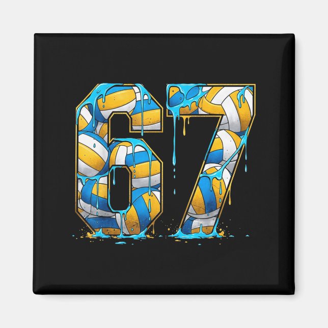 Volleyball 67 Six Seven Srt Funny Gen Alpha Z Meme Magnet (Framsidan)