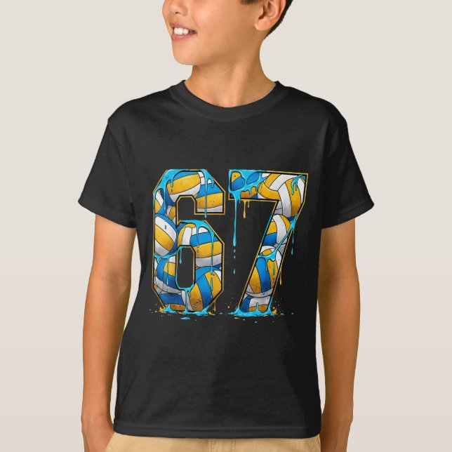 Volleyball 67 Six Seven Srt Funny Gen Alpha Z Meme T Shirt (Framsida)