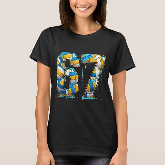 Volleyball 67 Six Seven Srt Funny Gen Alpha Z Meme T Shirt (Framsida)