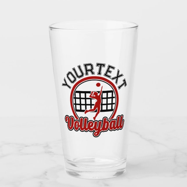 Volleyball ADD NAMN Spike Boll Attack Team Player Glaskopp (Framsida)