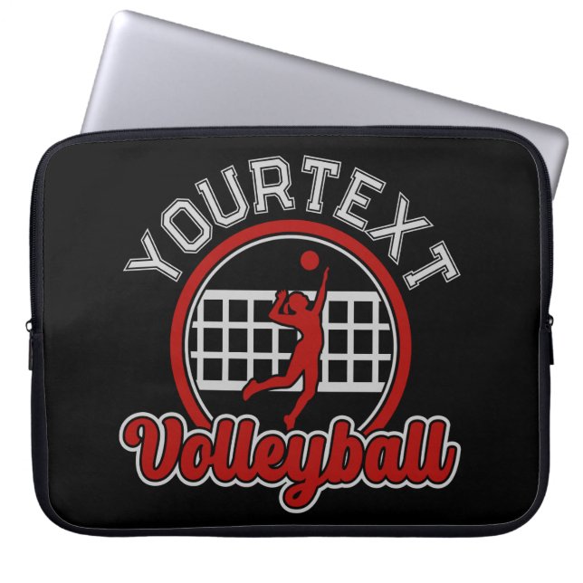 Volleyball ADD NAMN Spike Boll Attack Team Player Laptop Fodral (Framsidan)