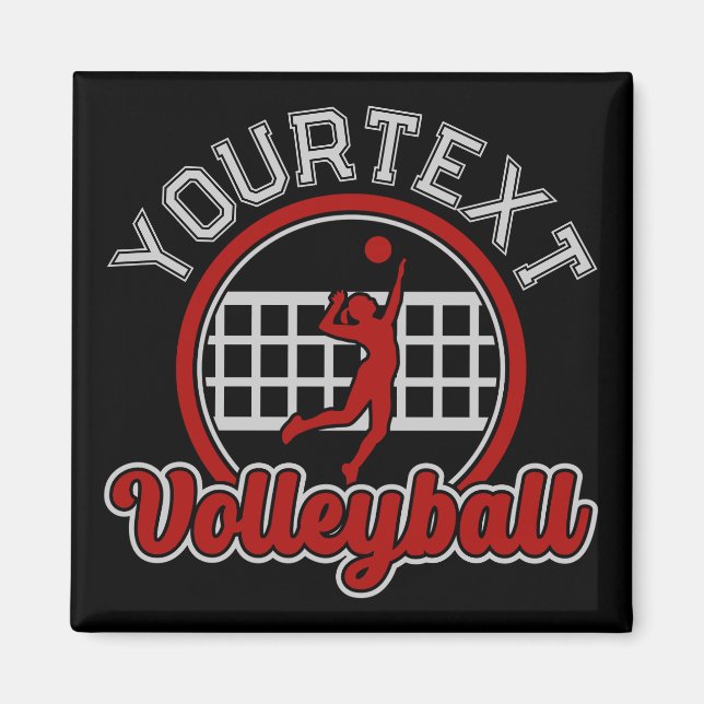 Volleyball ADD NAMN Spike Boll Attackteam Sports Magnet (Framsidan)