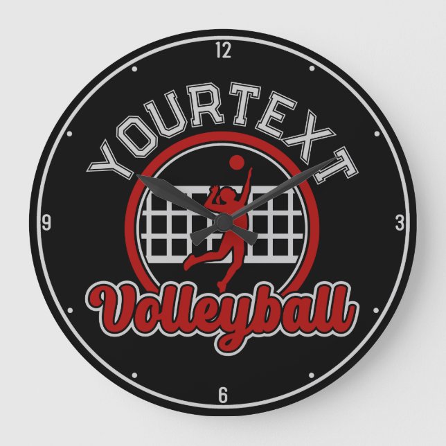 Volleyball ADD NAMN Spike Boll Attackteam Sports Stor Klocka (Framsida)