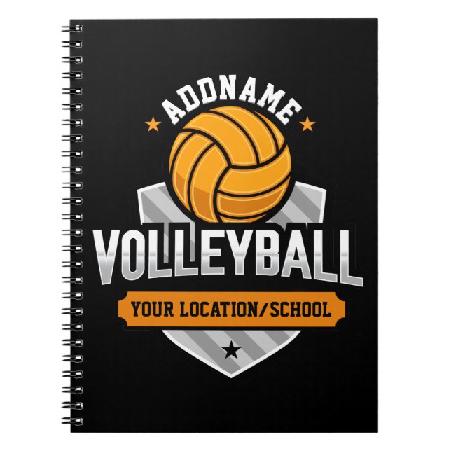 Volleyball ADD TEXT School Varsity Team Player Anteckningsbok (Framsidan)