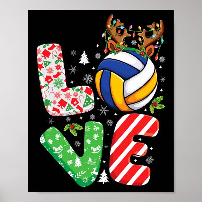 Volleyball Älskare Boys Girls Kids Julafton jul V Poster (Framsidan)