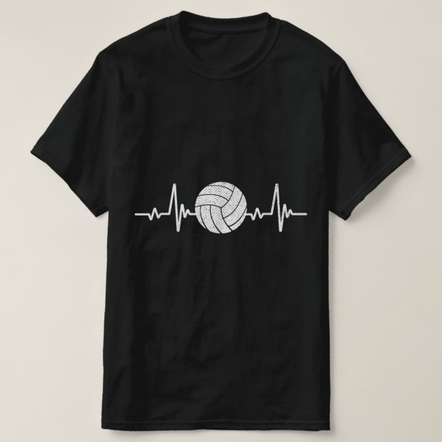 Volleyball Älskare Heartslag Vintage Retro Volleyb T Shirt (Design framsida)