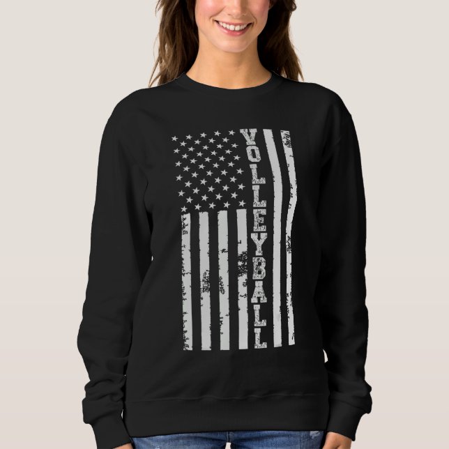 Volleyball American Flag Men Women Kids Merica USA T Shirt (Framsida)