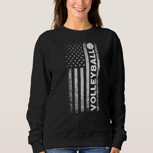 Volleyball American Flagga T Shirt (Framsida)