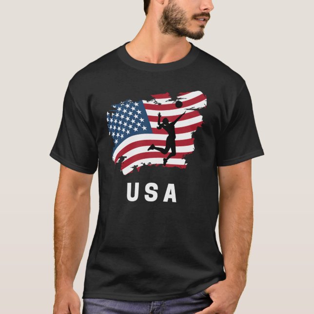 Volleyball American USA flagga T Shirt (Framsida)