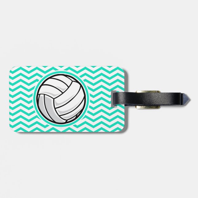 Volleyball, Aqua Grönt Chevron Bagagebricka (Baksida Vågrät)