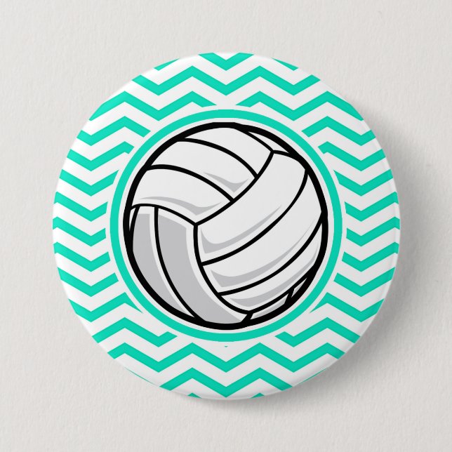 Volleyball, Aqua Grönt Chevron Knapp (Framsida)