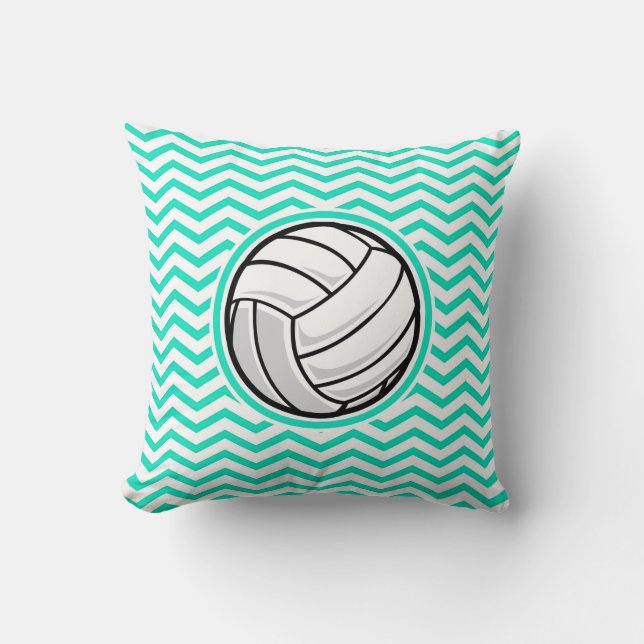Volleyball, Aqua Grönt Chevron Kudde (Framsida)