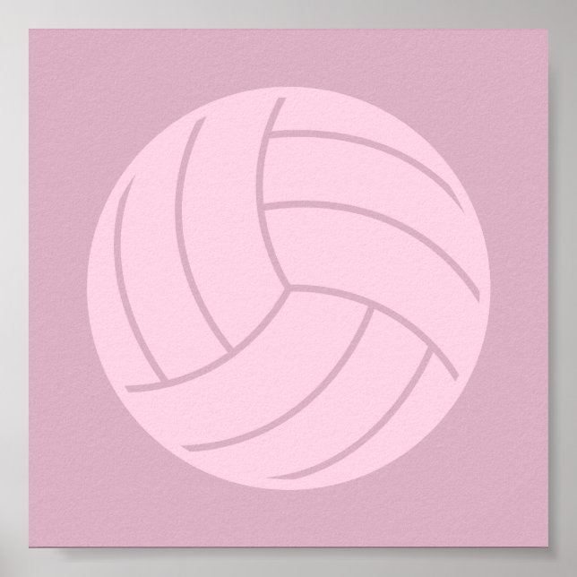 Volleyball Art Rosa eller ANPASSNINGSBAR FÄRG Poster (Framsidan)