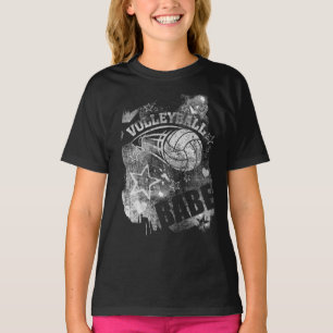 Volleyball Babe's, Black Grunge Volleyball T Shirt