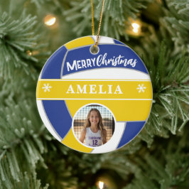 Volleyball Ball Custom Name Merry Christmas Photo Julgransprydnad Keramik
