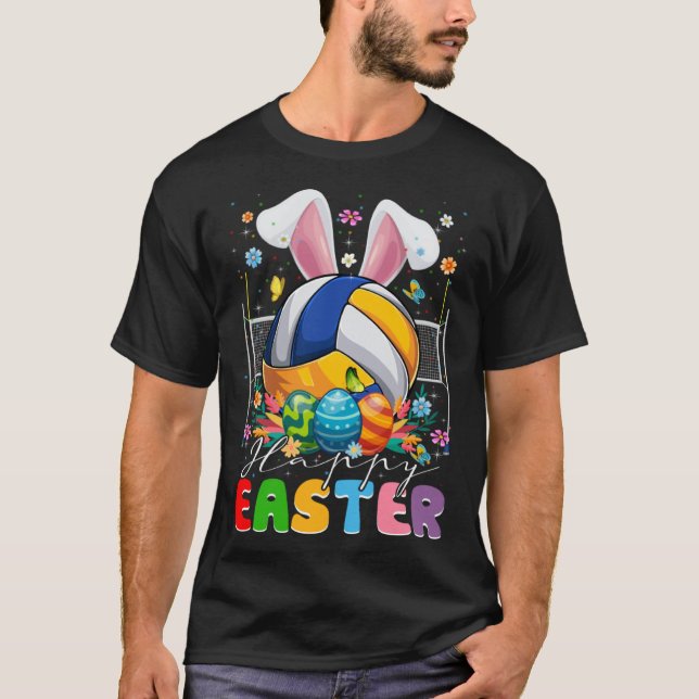 Volleyball Ball With Bunny Ears Easter Day Boys Ki T Shirt (Framsida)