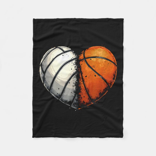 Volleyball Basketball Ball Heart Srts Lover Valent Fleecefilt (Framsidan)