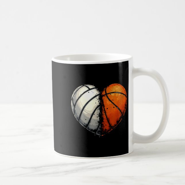 Volleyball Basketball Ball Heart Srts Lover Valent Kaffemugg (Höger)