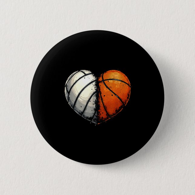 Volleyball Basketball Ball Heart Srts Lover Valent Knapp (Framsida)