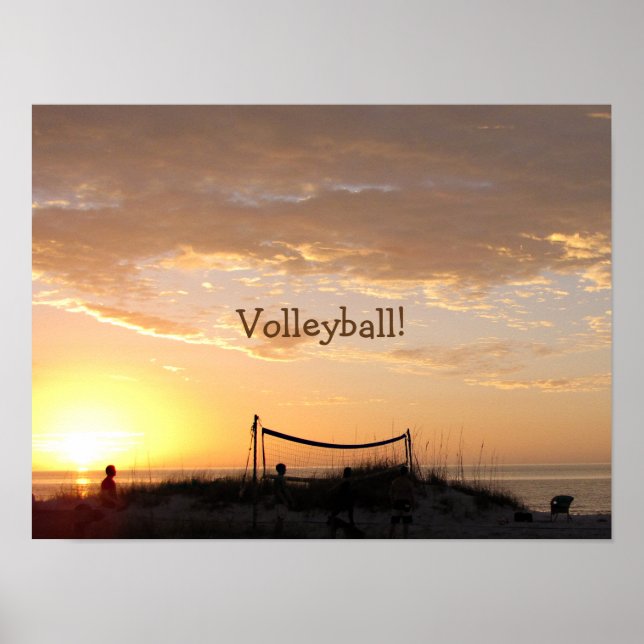 Volleyball Beach Sunset Poster (Framsidan)