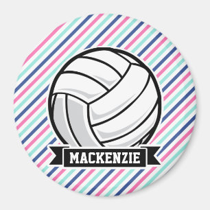 Volleyball; Blue, Rosa & White Rand, sport Magnet