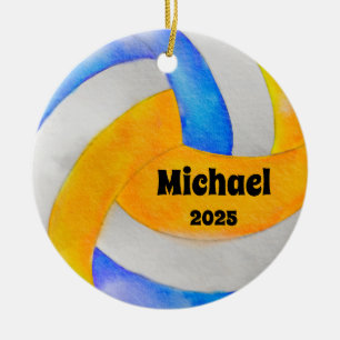 Volleyball Boll Ornament, Ornament, Kids Sports Julgransprydnad Keramik