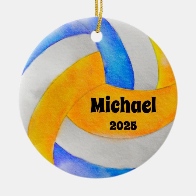 Volleyball Boll Ornament, Ornament, Kids Sports Julgransprydnad Keramik (Framsidan)