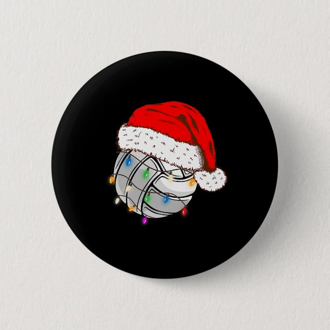 Volleyball Boll Santa Hat Funny Sport Xm Knapp (Framsida)