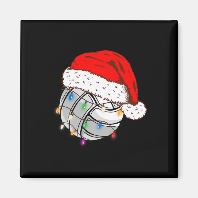 Volleyball Boll Santa Hat Funny Sport Xm Magnet (Framsidan)