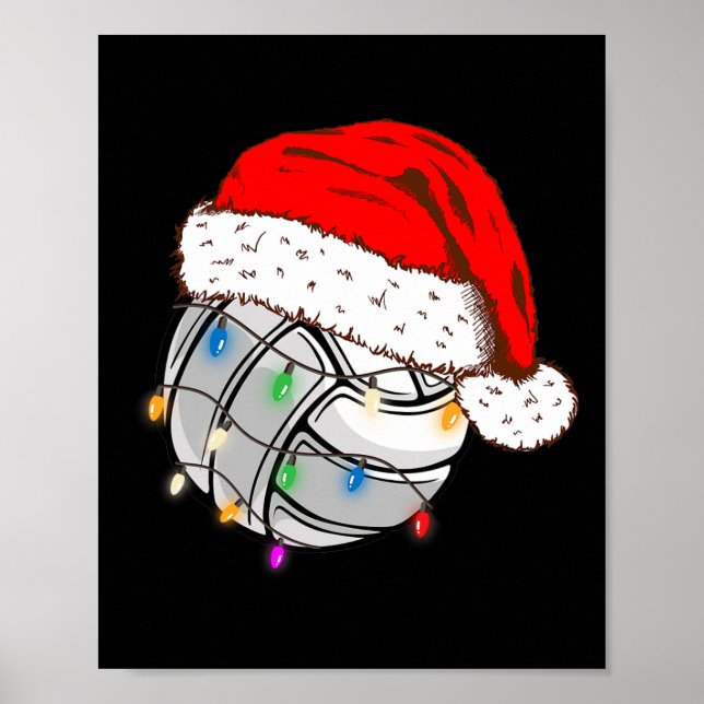 Volleyball Boll Santa Hat Funny Sport Xm Poster (Framsidan)