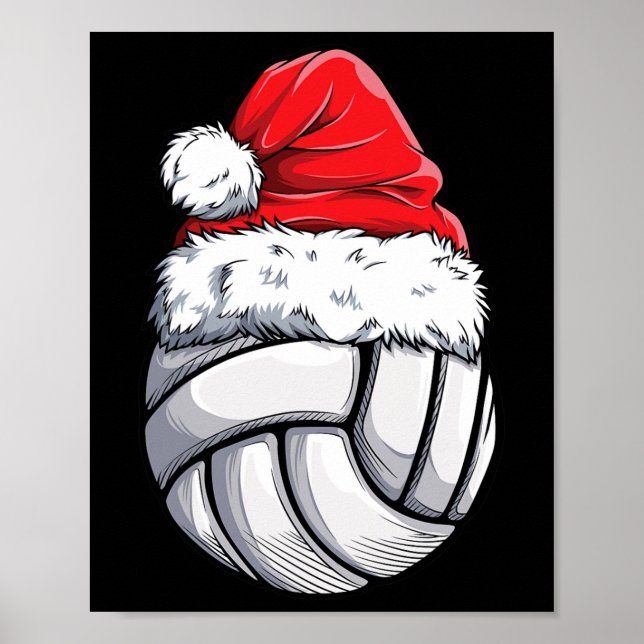 Volleyball Boll Santa Hat Funny Sport Xm Poster (Framsidan)