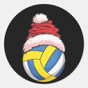 Volleyball Boll Santa Hat Funny Sport Xm Runt Klistermärke
