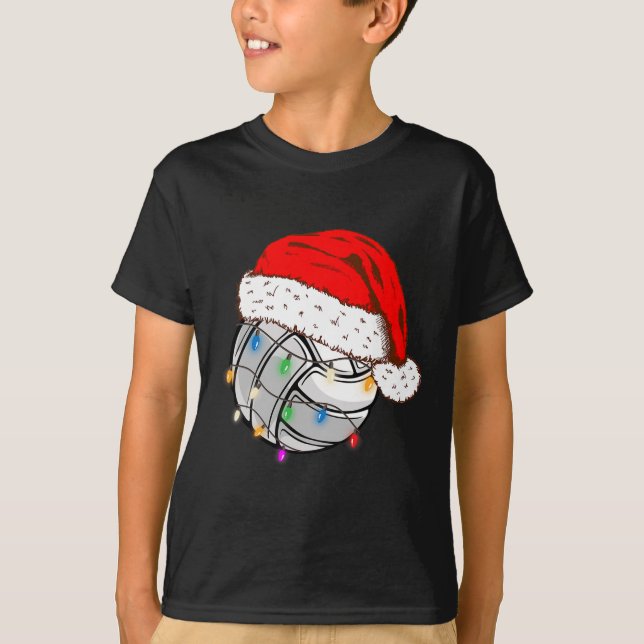 Volleyball Boll Santa Hat Funny Sport Xm T Shirt (Framsida)