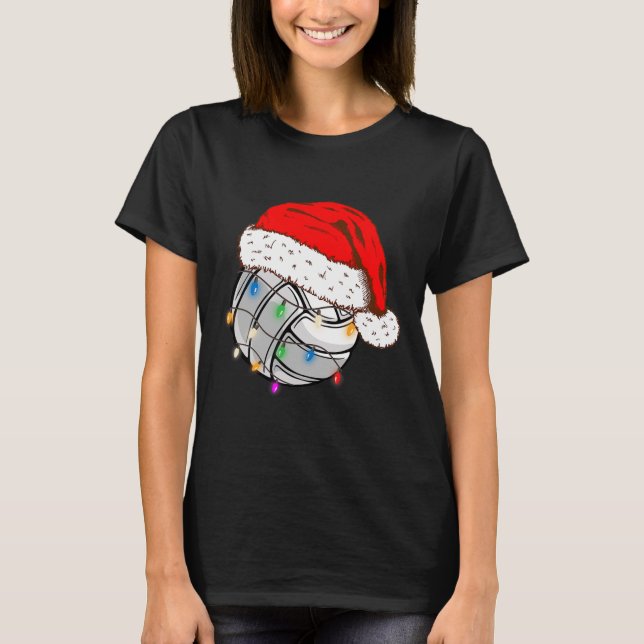 Volleyball Boll Santa Hat Funny Sport Xm T Shirt (Framsida)