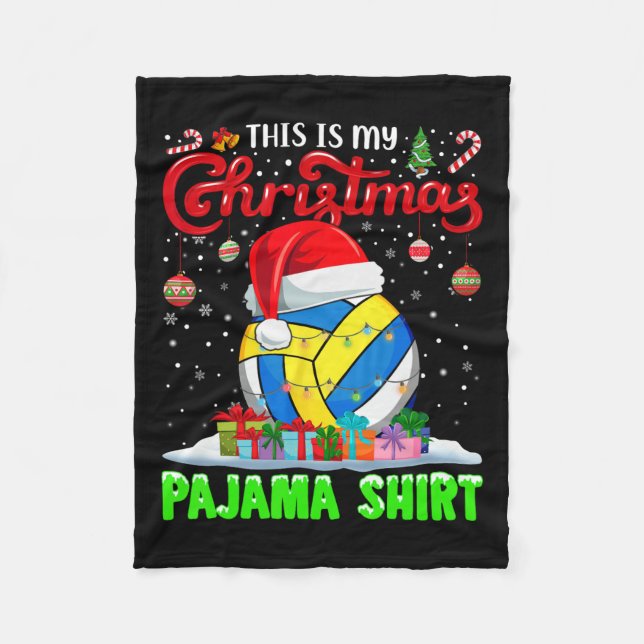 Volleyball Boll Santa Hat jul Ljus Funny S Fleecefilt (Framsidan)