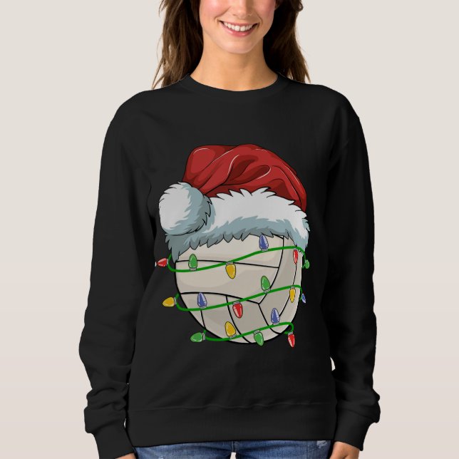 Volleyball Boll Santa Hat Light Funny Sp T Shirt (Framsida)